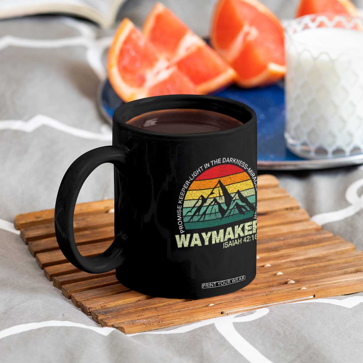 Christian Faith Coffee Mug Waymaker Promise Keeper Miracle Worker Retro Vintage TS02 Print Your Wear