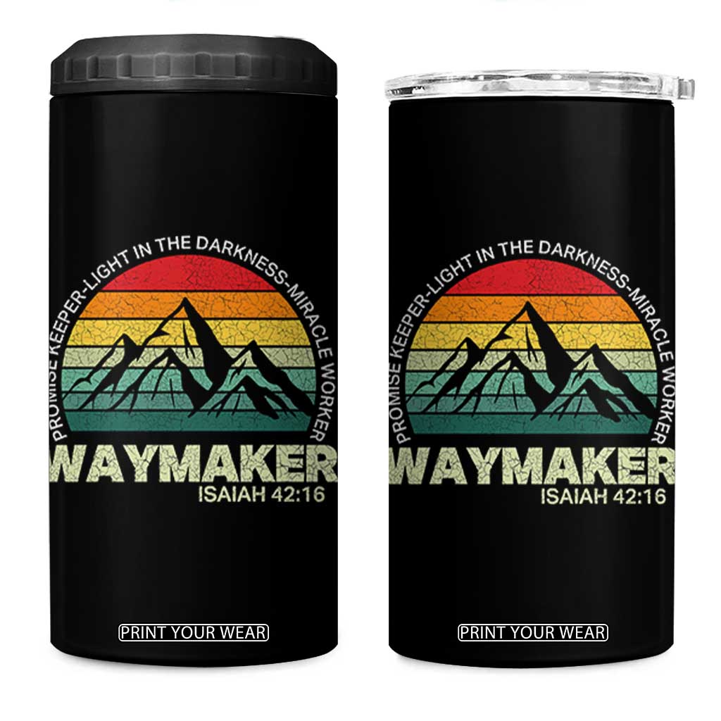 Christian Faith 4 in 1 Can Cooler Tumbler Waymaker Promise Keeper Miracle Worker Retro Vintage TS02 One Size: 16 oz Black Print Your Wear