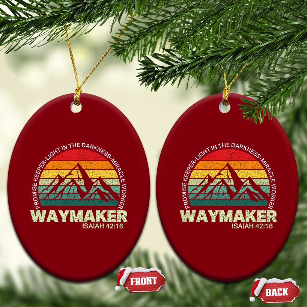 Christian Faith Ceramic Ornament Waymaker Promise Keeper Miracle Worker Retro Vintage TS02 Print Your Wear