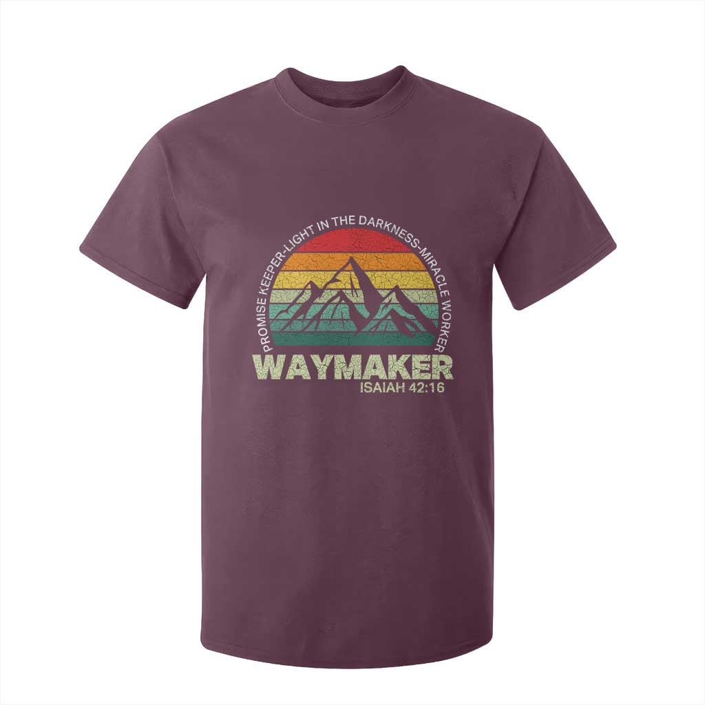 Christian Faith T Shirt For Kid Waymaker Promise Keeper Miracle Worker Retro Vintage TS02 Maroon Print Your Wear