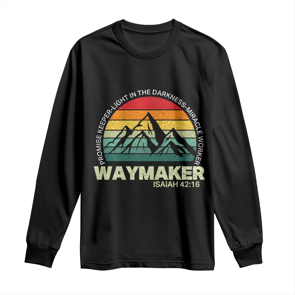 Christian Faith Long Sleeve Shirt Waymaker Promise Keeper Miracle Worker Retro Vintage TS02 Black Print Your Wear