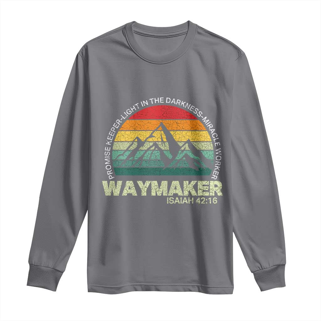 Christian Faith Long Sleeve Shirt Waymaker Promise Keeper Miracle Worker Retro Vintage TS02 Charcoal Print Your Wear