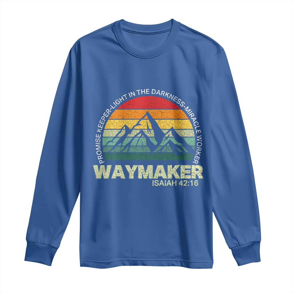 Christian Faith Long Sleeve Shirt Waymaker Promise Keeper Miracle Worker Retro Vintage TS02 Royal Blue Print Your Wear
