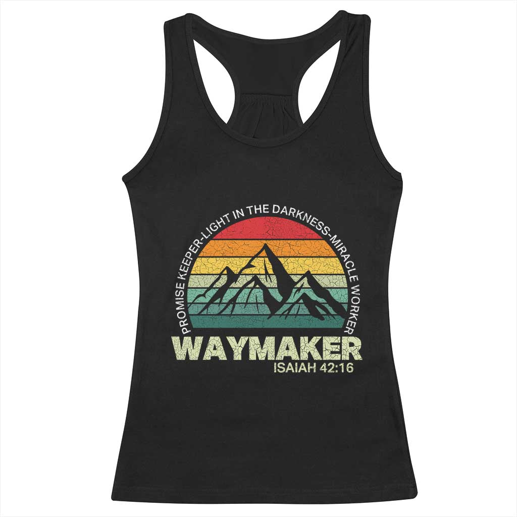 Christian Faith Racerback Tank Top Waymaker Promise Keeper Miracle Worker Retro Vintage TS02 Black Print Your Wear