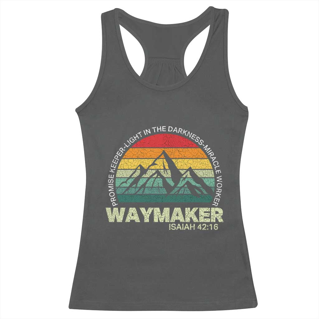 Christian Faith Racerback Tank Top Waymaker Promise Keeper Miracle Worker Retro Vintage TS02 Dark Heather Print Your Wear