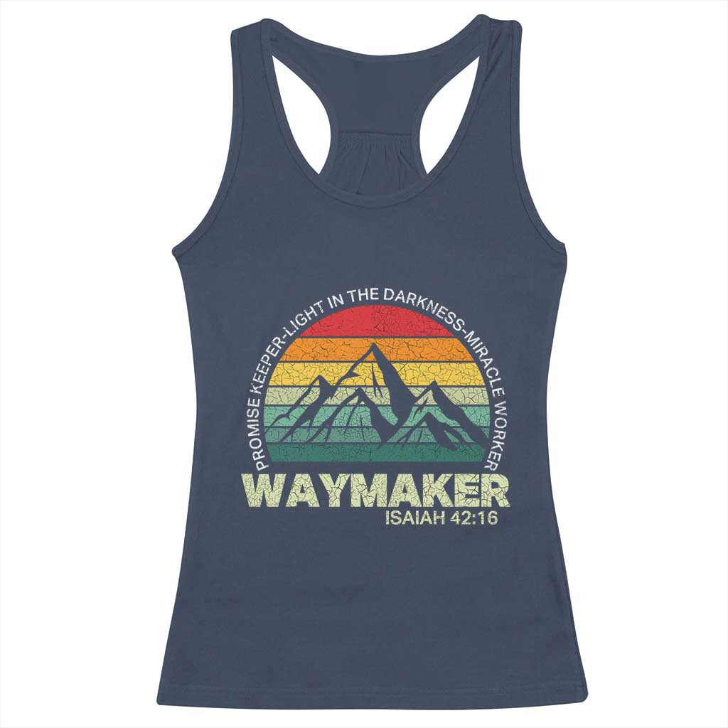 Christian Faith Racerback Tank Top Waymaker Promise Keeper Miracle Worker Retro Vintage TS02 Navy Print Your Wear