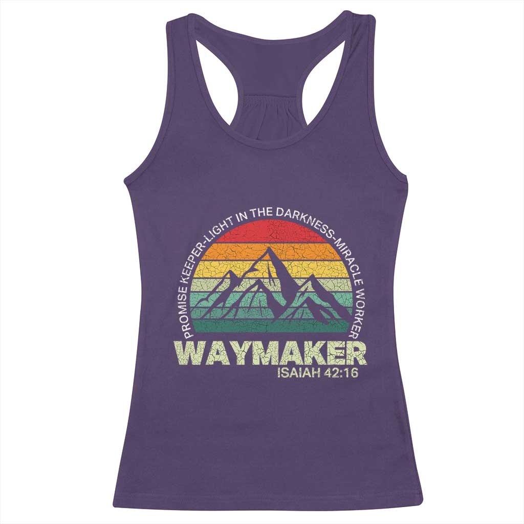 Christian Faith Racerback Tank Top Waymaker Promise Keeper Miracle Worker Retro Vintage TS02 Purple Print Your Wear