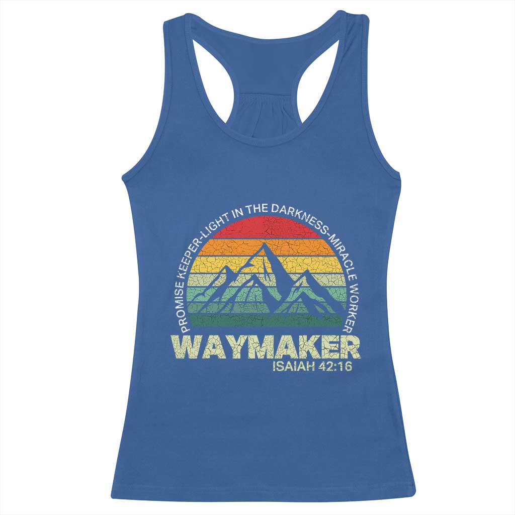 Christian Faith Racerback Tank Top Waymaker Promise Keeper Miracle Worker Retro Vintage TS02 Royal Blue Print Your Wear