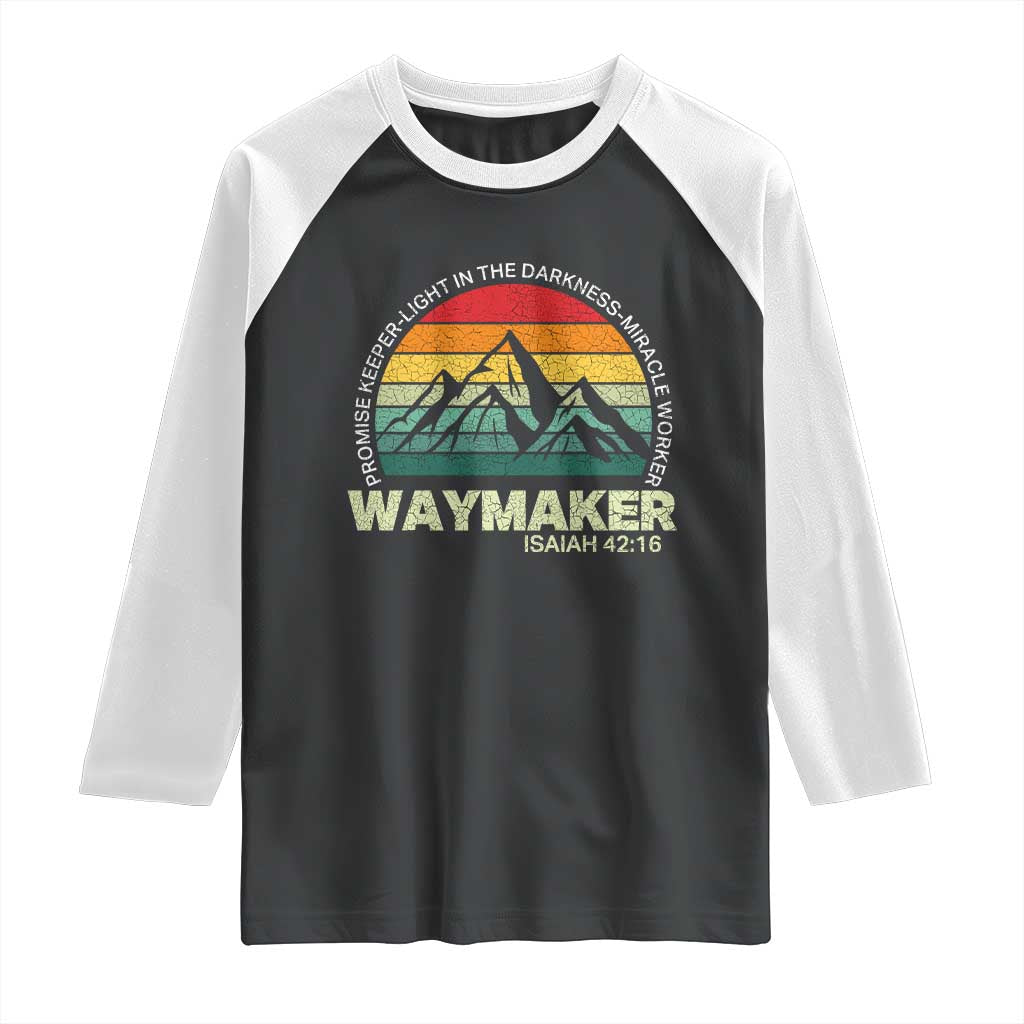 Christian Faith Raglan Shirt Waymaker Promise Keeper Miracle Worker Retro Vintage TS02 Black White Print Your Wear