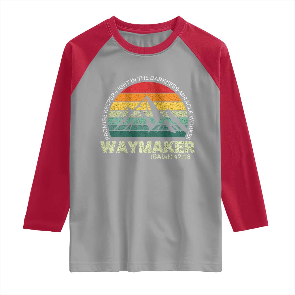 Christian Faith Raglan Shirt Waymaker Promise Keeper Miracle Worker Retro Vintage TS02 Sport Gray Red Print Your Wear