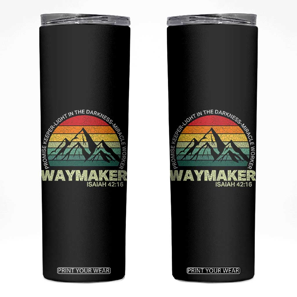 Christian Faith Skinny Tumbler Waymaker Promise Keeper Miracle Worker Retro Vintage TS02 Black Print Your Wear