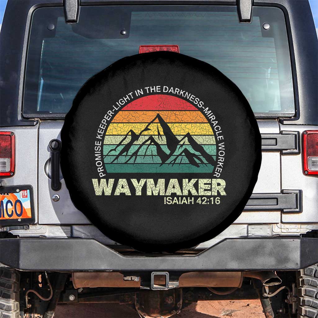 Christian Faith Spare Tire Cover Waymaker Promise Keeper Miracle Worker Retro Vintage TS02 No hole Black Print Your Wear