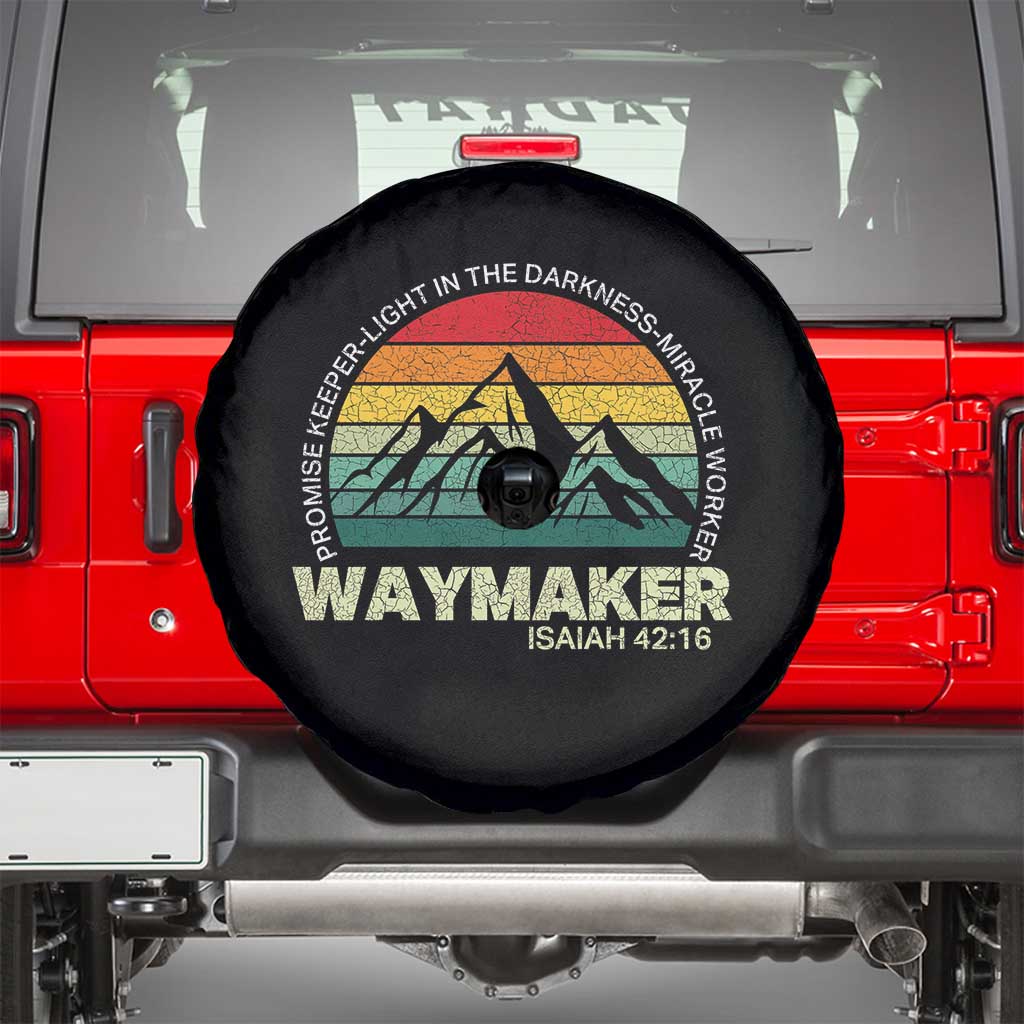 Christian Faith Spare Tire Cover Waymaker Promise Keeper Miracle Worker Retro Vintage TS02 Black Print Your Wear