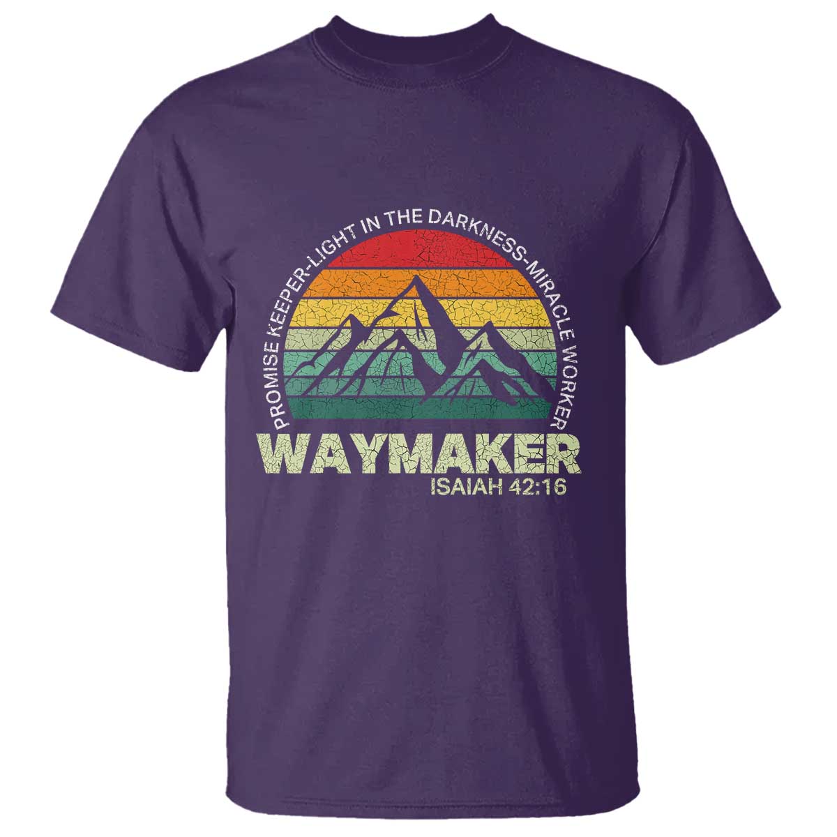 Christian Faith T Shirt Waymaker Promise Keeper Miracle Worker Retro Vintage TS02 Purple Print Your Wear
