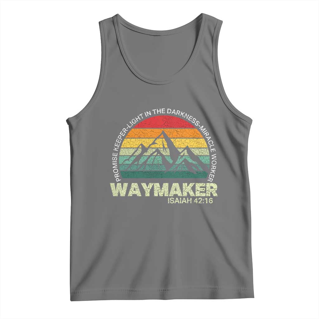 Christian Faith Tank Top Waymaker Promise Keeper Miracle Worker Retro Vintage TS02 Black Heather Print Your Wear