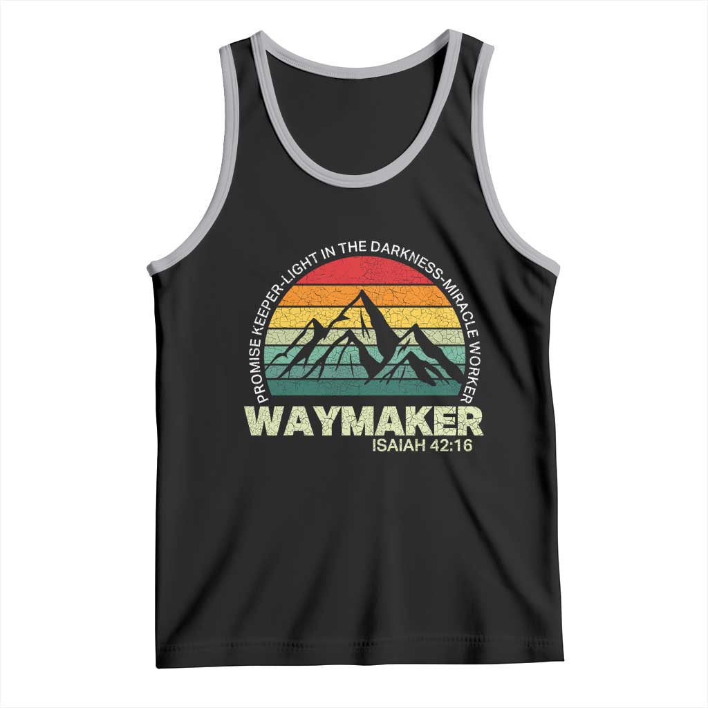 Christian Faith Tank Top Waymaker Promise Keeper Miracle Worker Retro Vintage TS02 Black Athletic Heather Print Your Wear