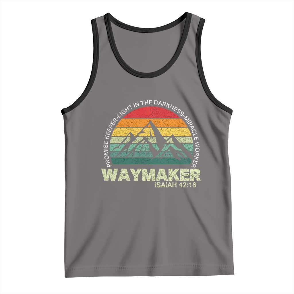 Christian Faith Tank Top Waymaker Promise Keeper Miracle Worker Retro Vintage TS02 Deep Heather Black Print Your Wear