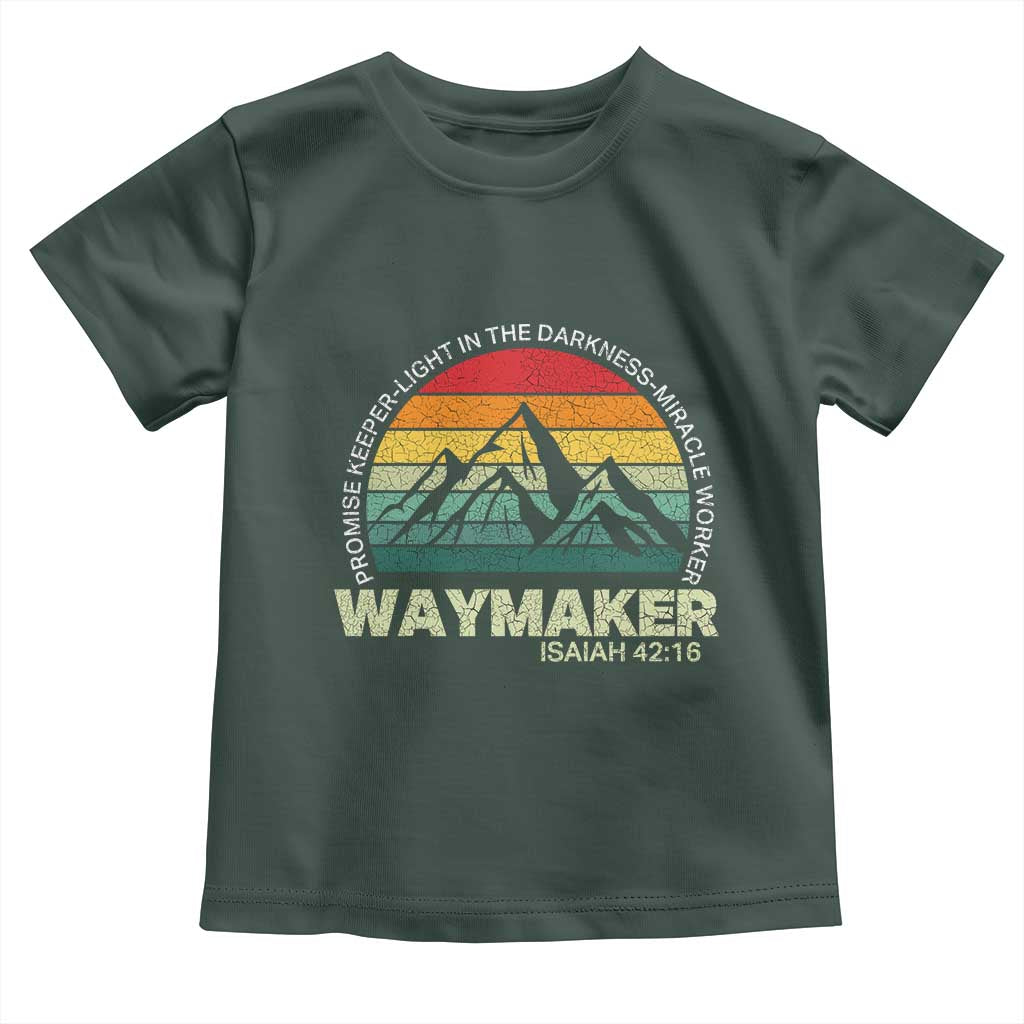 Christian Faith Toddler T Shirt Waymaker Promise Keeper Miracle Worker Retro Vintage TS02 Dark Forest Green Print Your Wear