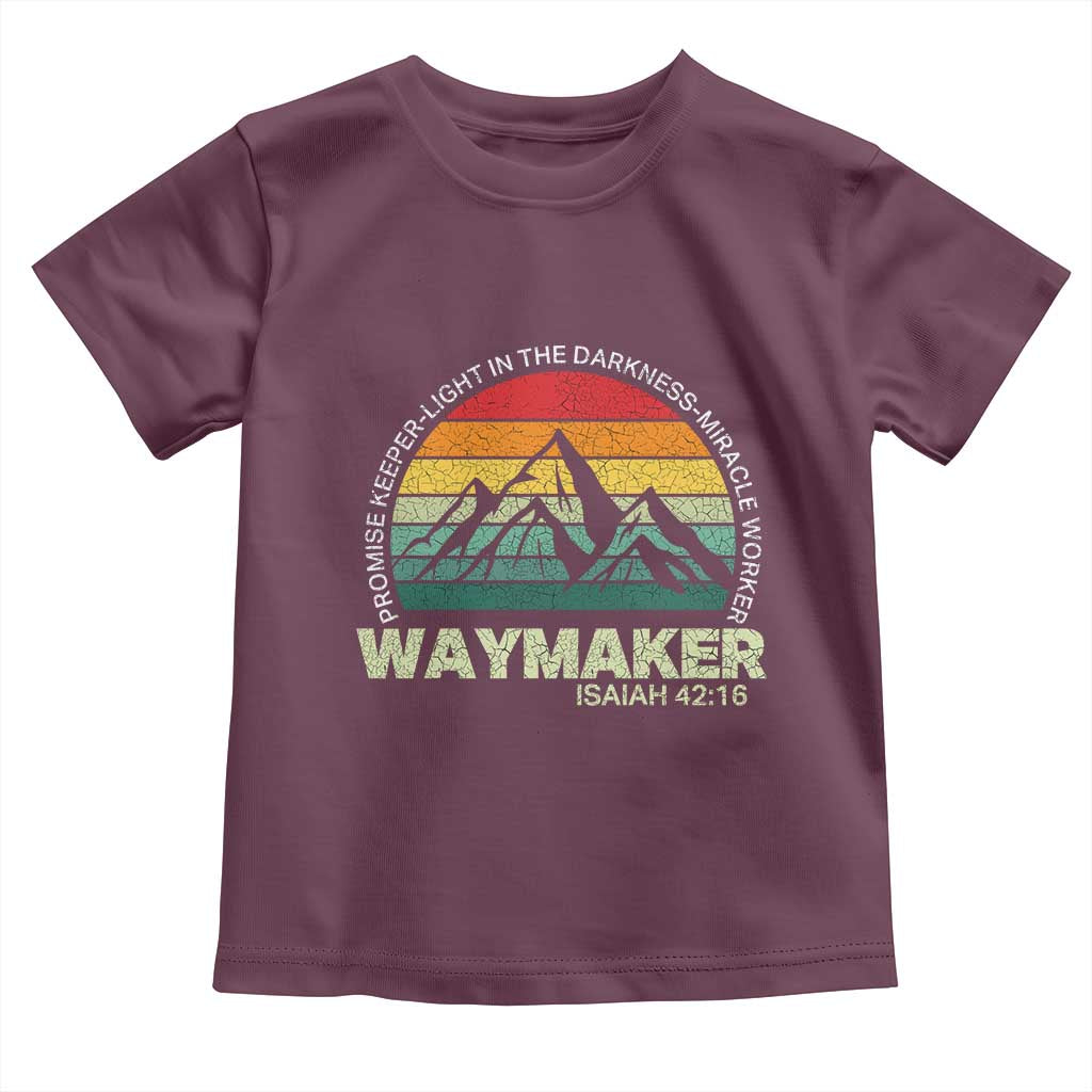 Christian Faith Toddler T Shirt Waymaker Promise Keeper Miracle Worker Retro Vintage TS02 Maroon Print Your Wear