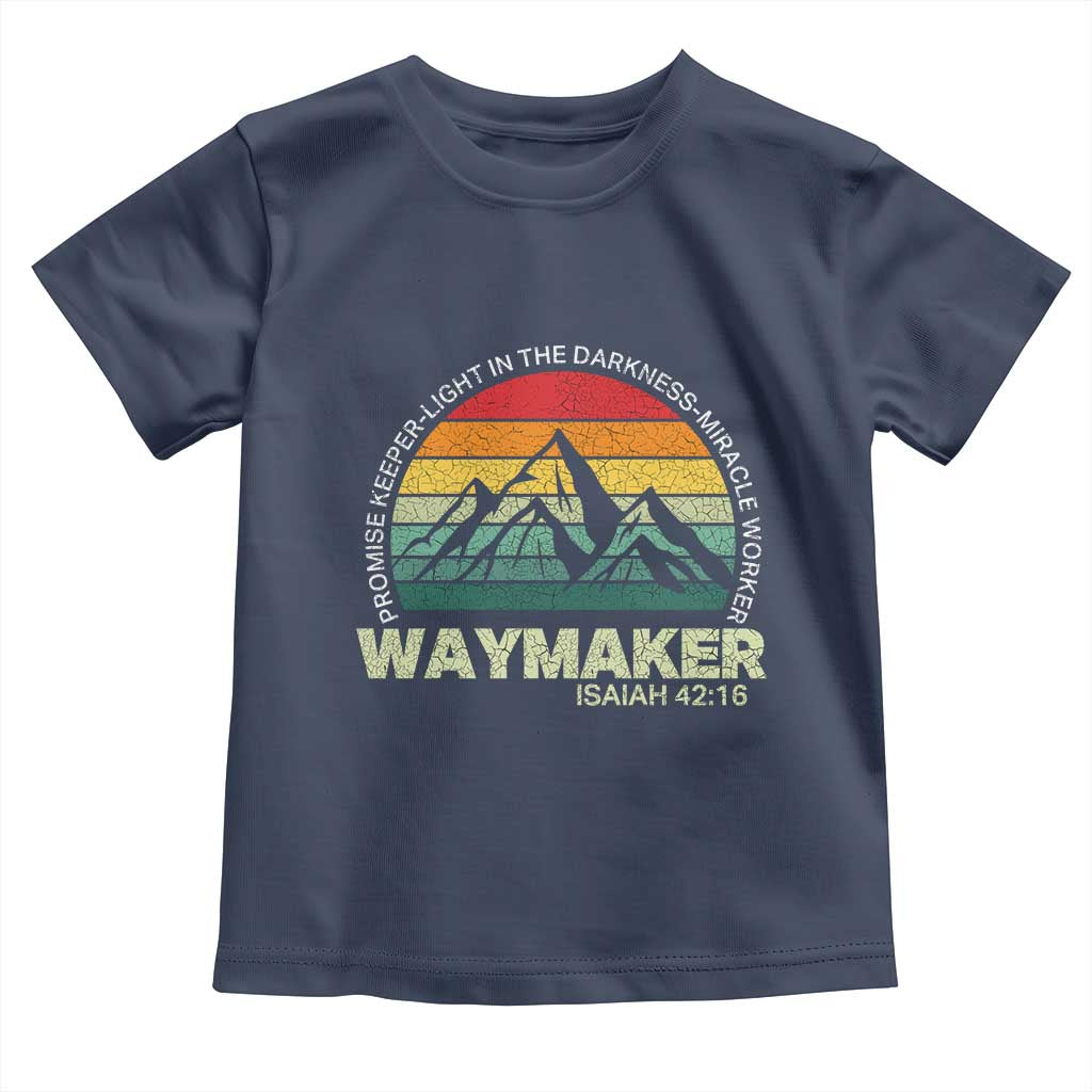 Christian Faith Toddler T Shirt Waymaker Promise Keeper Miracle Worker Retro Vintage TS02 Navy Print Your Wear