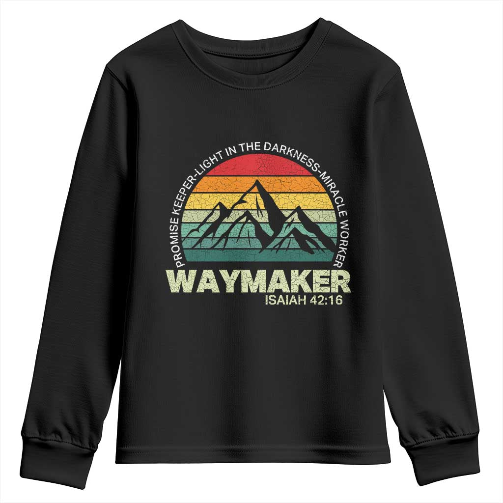Christian Faith Youth Sweatshirt Waymaker Promise Keeper Miracle Worker Retro Vintage TS02 Black Print Your Wear