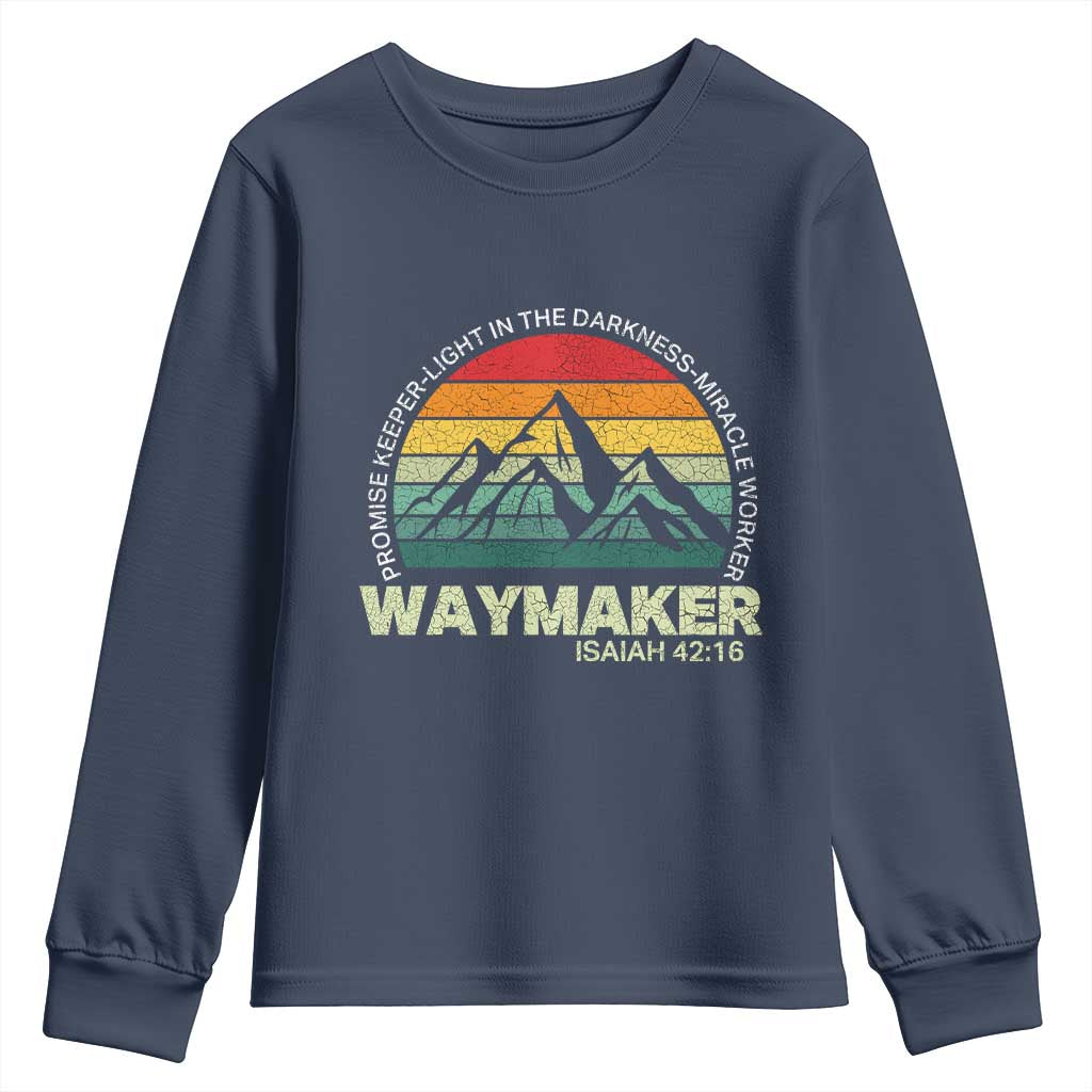 Christian Faith Youth Sweatshirt Waymaker Promise Keeper Miracle Worker Retro Vintage TS02 Navy Print Your Wear