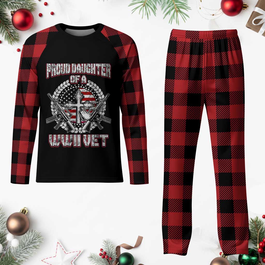 Proud Daughter Of A WWII Vet Plaid Pajama Set World War 2 Veteran WW2 TS02 Buffalo Plaid Print Your Wear