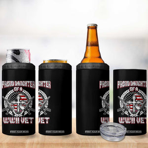 Proud Daughter Of A WWII Vet 4 in 1 Can Cooler Tumbler World War 2 Veteran WW2 TS02 Print Your Wear