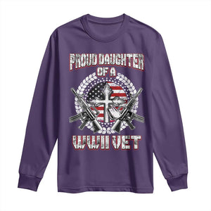 Proud Daughter Of A WWII Vet Long Sleeve Shirt World War 2 Veteran WW2 TS02 Purple Print Your Wear