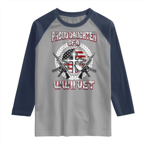 Proud Daughter Of A WWII Vet Raglan Shirt World War 2 Veteran WW2 TS02 Sport Gray Navy Print Your Wear