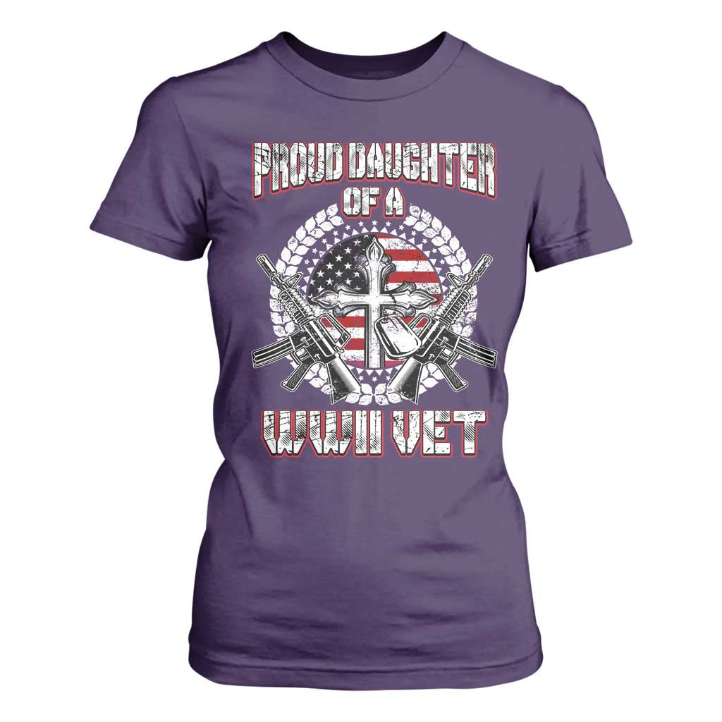 Proud Daughter Of A WWII Vet T Shirt For Women World War 2 Veteran WW2 TS02 Purple Print Your Wear