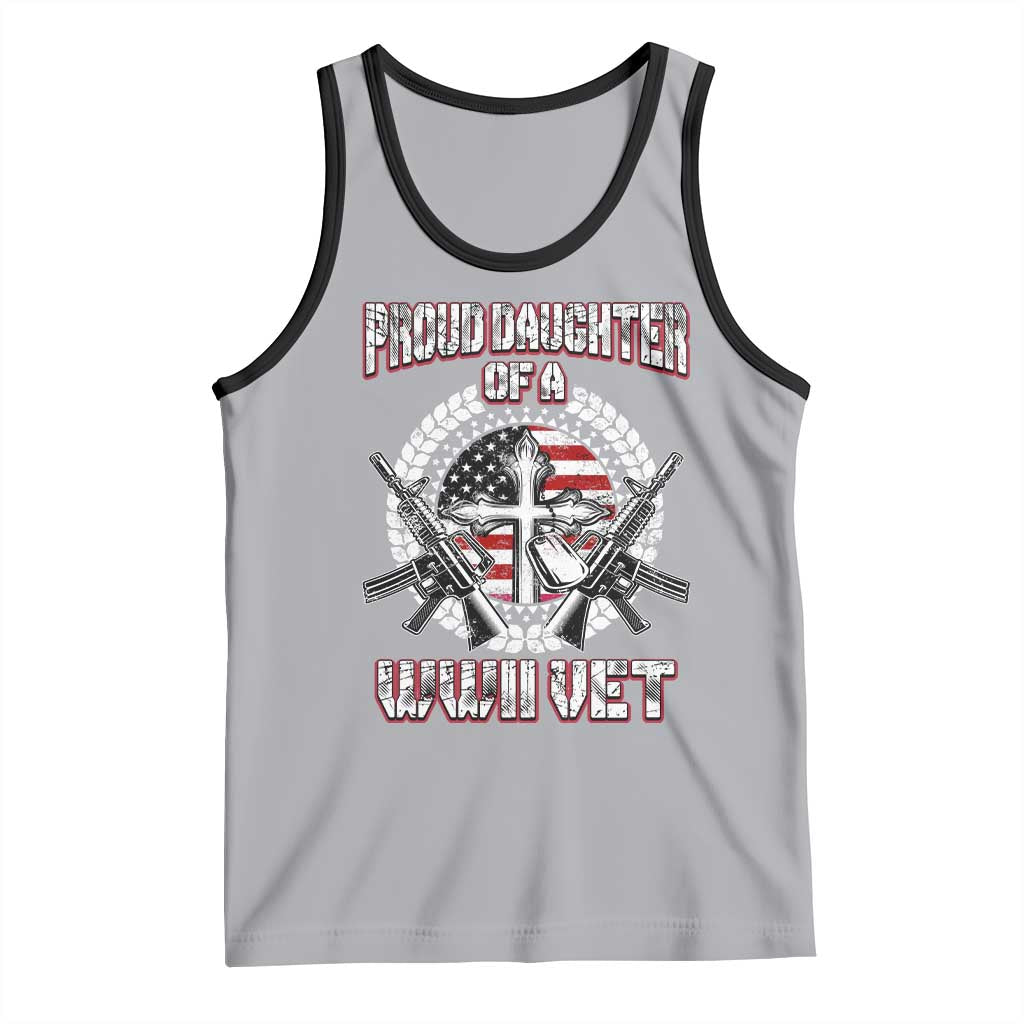 Proud Daughter Of A WWII Vet Tank Top World War 2 Veteran WW2 TS02 Athletic Heather Black Print Your Wear