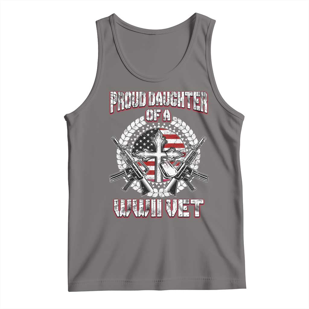 Proud Daughter Of A WWII Vet Tank Top World War 2 Veteran WW2 TS02 Deep Heather Print Your Wear
