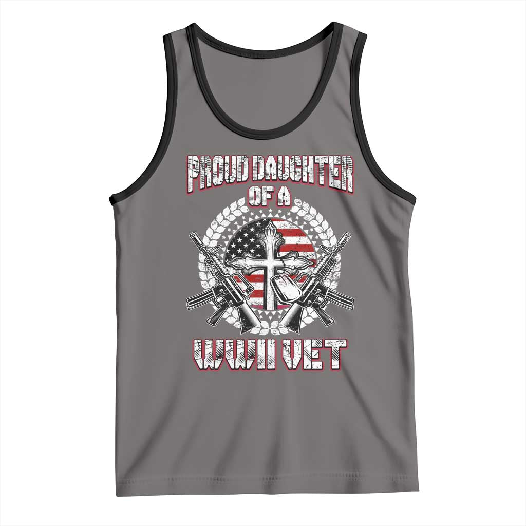 Proud Daughter Of A WWII Vet Tank Top World War 2 Veteran WW2 TS02 Deep Heather Black Print Your Wear