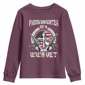 Proud Daughter Of A WWII Vet Youth Sweatshirt World War 2 Veteran WW2 TS02 Maroon Print Your Wear