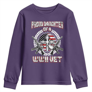 Proud Daughter Of A WWII Vet Youth Sweatshirt World War 2 Veteran WW2 TS02 Purple Print Your Wear