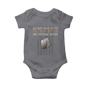 Veteran Suicide Awareness Baby Onesie Do Not Give In To The War Within Patriotic US Flag TS02 Charcoal Print Your Wear