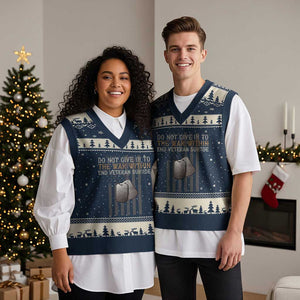 Veteran Suicide Awareness V-Neck Knit Sweater Vest Do Not Give In To The War Within Patriotic US Flag TS02 Navy Beige Print Your Wear