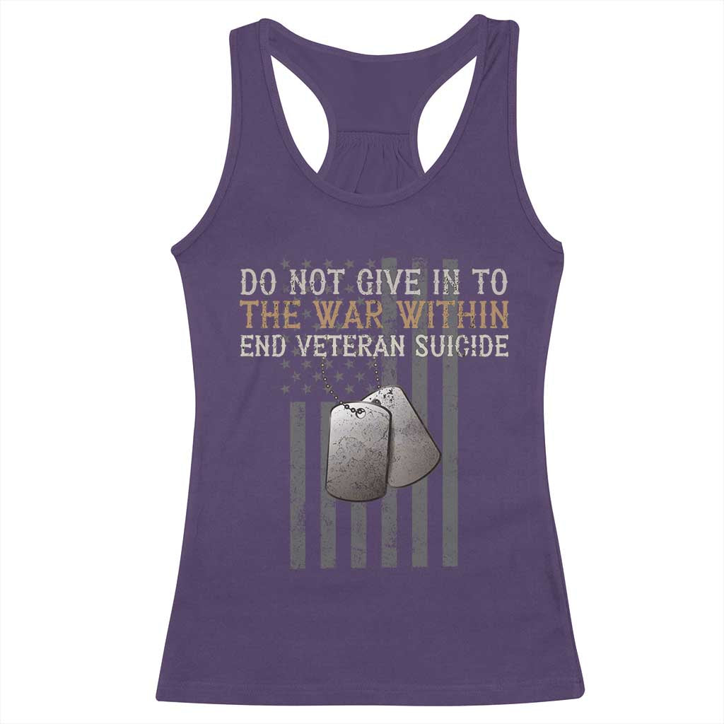 Veteran Suicide Awareness Racerback Tank Top Do Not Give In To The War Within Patriotic US Flag TS02 Purple Print Your Wear