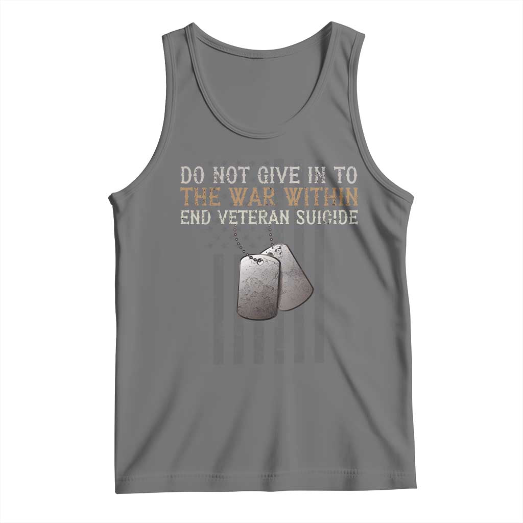 Veteran Suicide Awareness Tank Top Do Not Give In To The War Within Patriotic US Flag TS02 Black Heather Print Your Wear