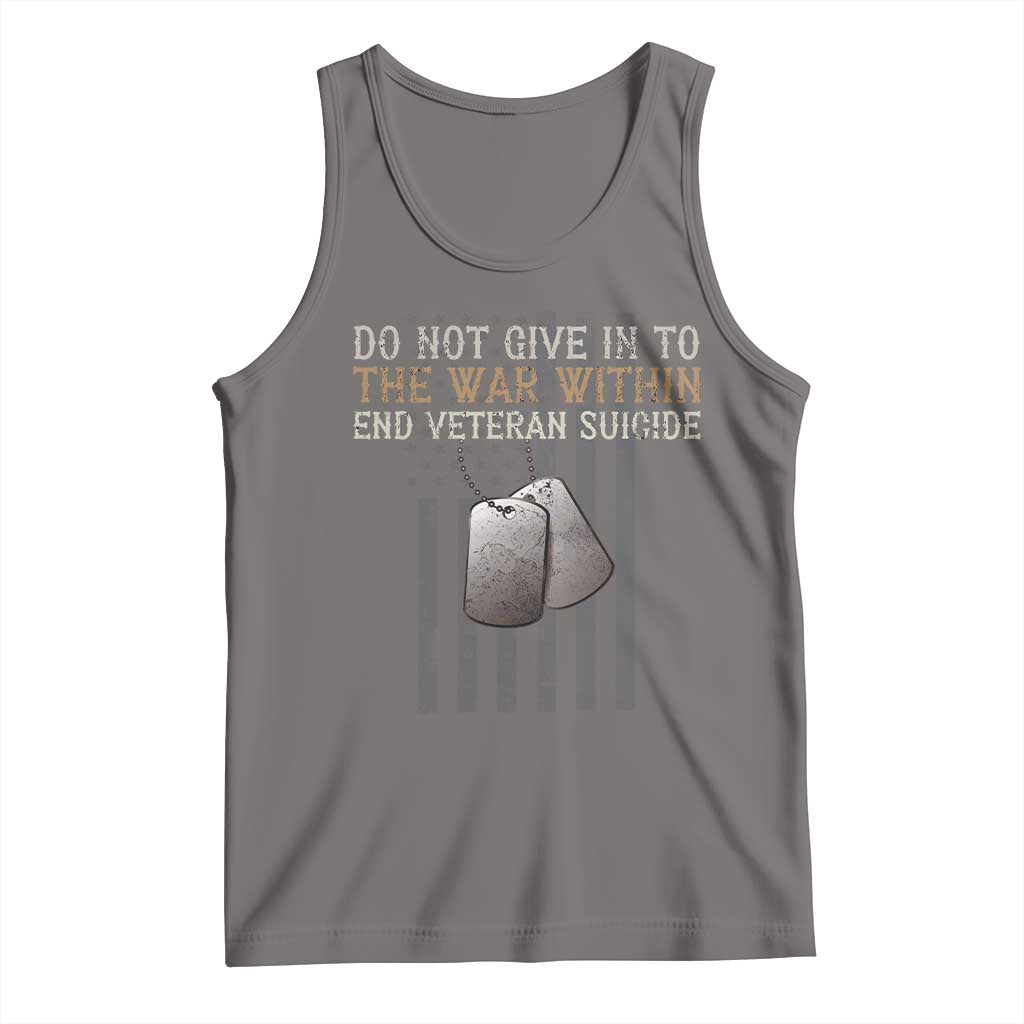 Veteran Suicide Awareness Tank Top Do Not Give In To The War Within Patriotic US Flag TS02 Deep Heather Print Your Wear