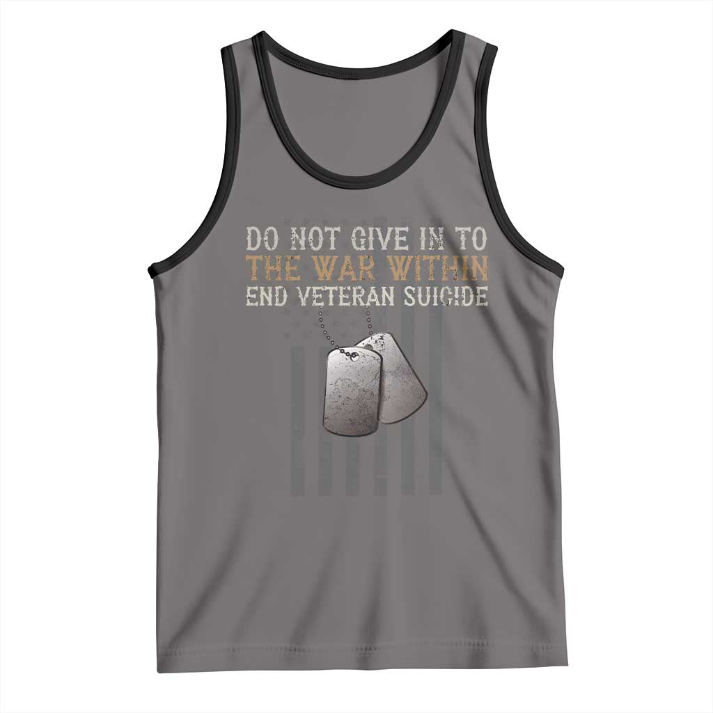 Veteran Suicide Awareness Tank Top Do Not Give In To The War Within Patriotic US Flag TS02 Deep Heather Black Print Your Wear