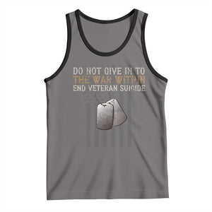 Veteran Suicide Awareness Tank Top Do Not Give In To The War Within Patriotic US Flag TS02 Deep Heather Black Print Your Wear