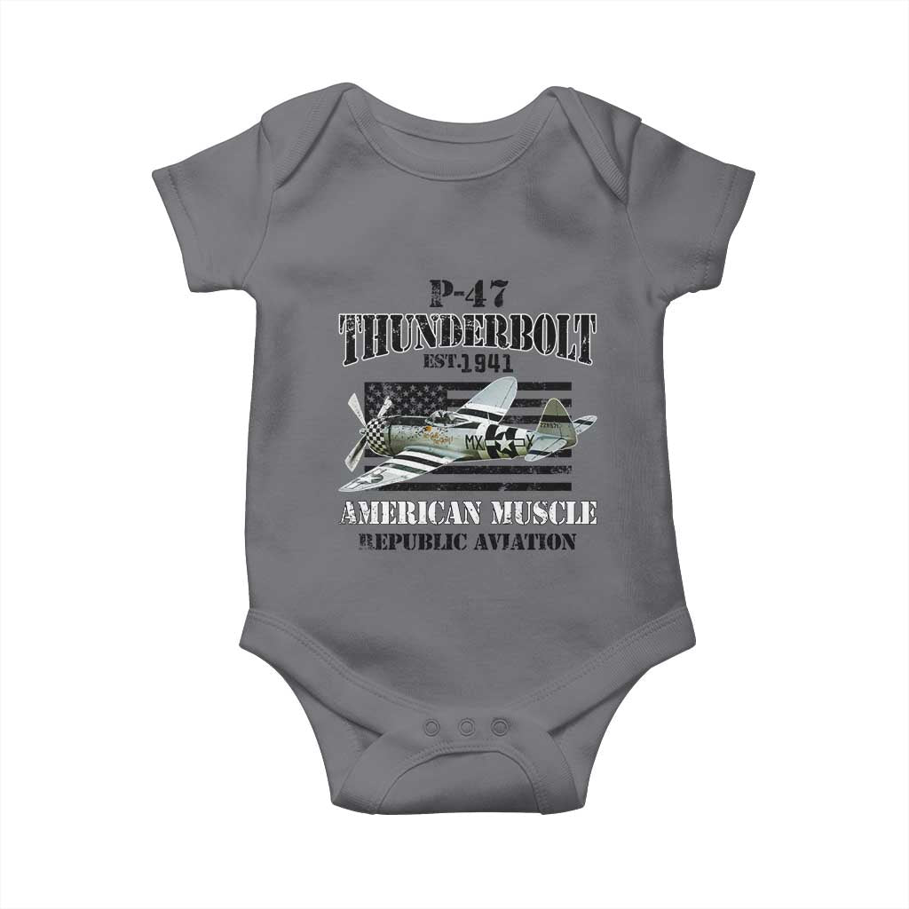 P-47 Thunderbolt WWII Airplane Baby Onesie American Muscle Vintage TS02 Charcoal Print Your Wear