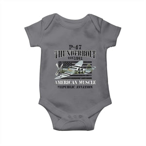 P-47 Thunderbolt WWII Airplane Baby Onesie American Muscle Vintage TS02 Charcoal Print Your Wear
