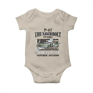 P-47 Thunderbolt WWII Airplane Baby Onesie American Muscle Vintage TS02 Sand Print Your Wear