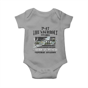 P-47 Thunderbolt WWII Airplane Baby Onesie American Muscle Vintage TS02 Sport Gray Print Your Wear