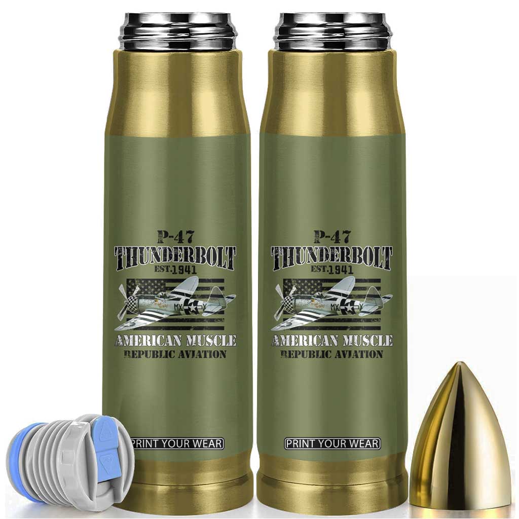 P-47 Thunderbolt WWII Airplane Bullet Tumbler American Muscle Vintage TS02 Military Green Print Your Wear