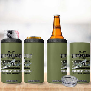 P-47 Thunderbolt WWII Airplane 4 in 1 Can Cooler Tumbler American Muscle Vintage TS02 Print Your Wear