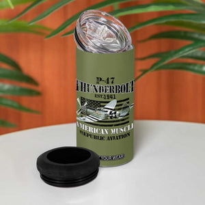 P-47 Thunderbolt WWII Airplane 4 in 1 Can Cooler Tumbler American Muscle Vintage TS02 Print Your Wear